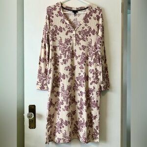 NWOT Tahari Lounger Nightgown Henley Style Fleece Backed Long